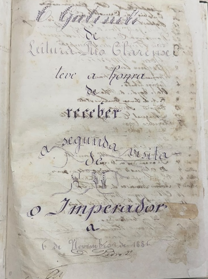 Assinatura original de dom Pedro II em documento de sua visita a Rio Claro em 1886